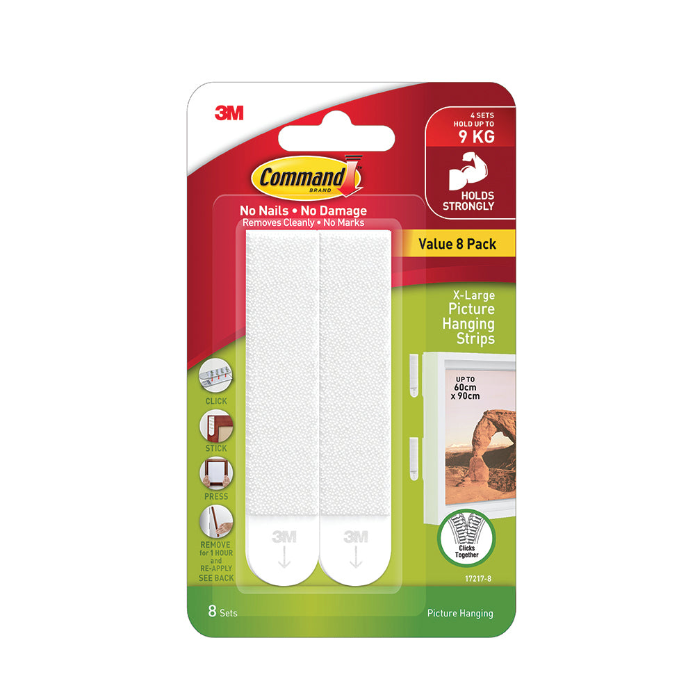 Command Picture Hanging Strips, 5/8 inch x 2 3/4 inch, White, 50/Carton (mmm17201cabpk)