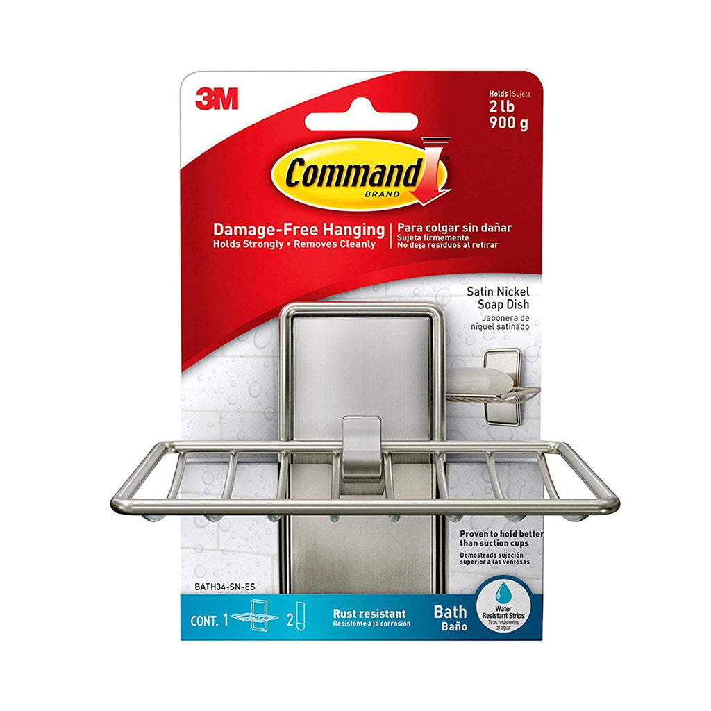 Command™ Bath Large Satin Nickel Double Hook